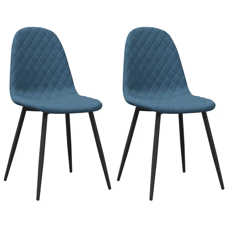 Set de 2 chaises de salle à manger coutures en losange en tissu velours bleu et métal DEC025484