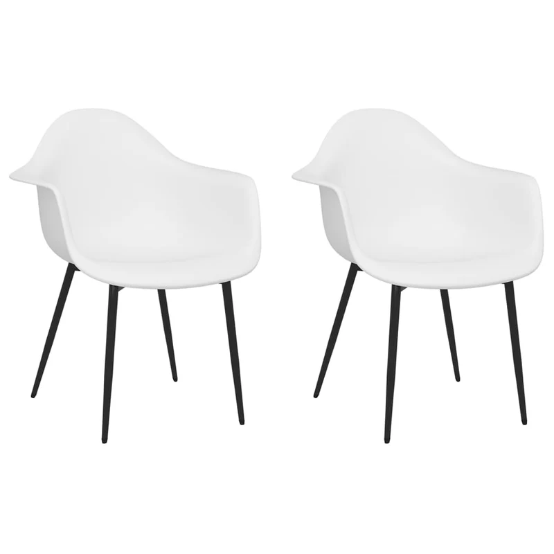 Set de 2 chaises de salle à manger dossier incurvé en PP blanc et métal DEC025477