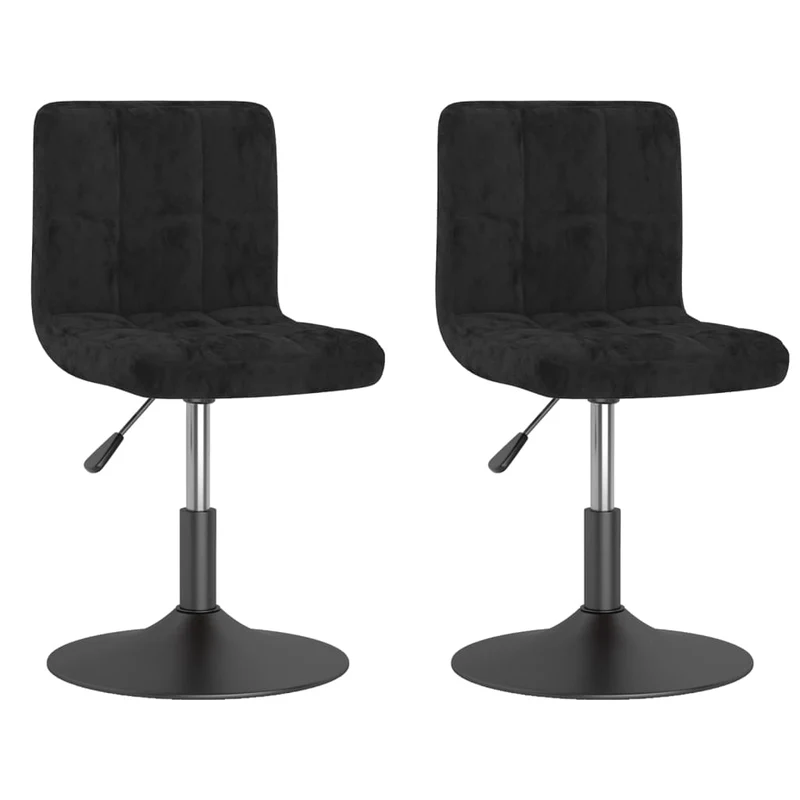 Lot de 2 chaises de salle à manger siège pivotant hauteur réglable en velours noir cadre en acier DEC025291
