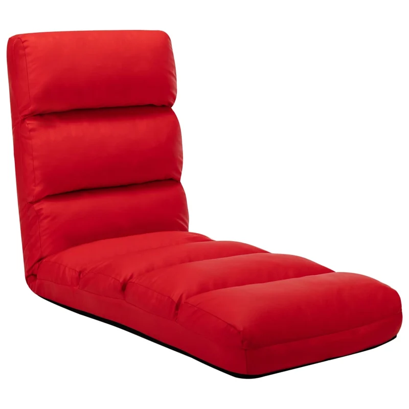 Fauteuil de sol chaise de sol piable réglable en PVC rouge DEC026242