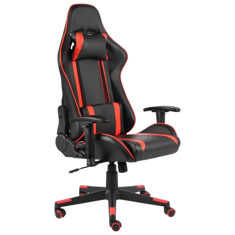 Fauteuil de bureau chaise gaming sur roulettes siège pivotant en PVC rouge DEC026052