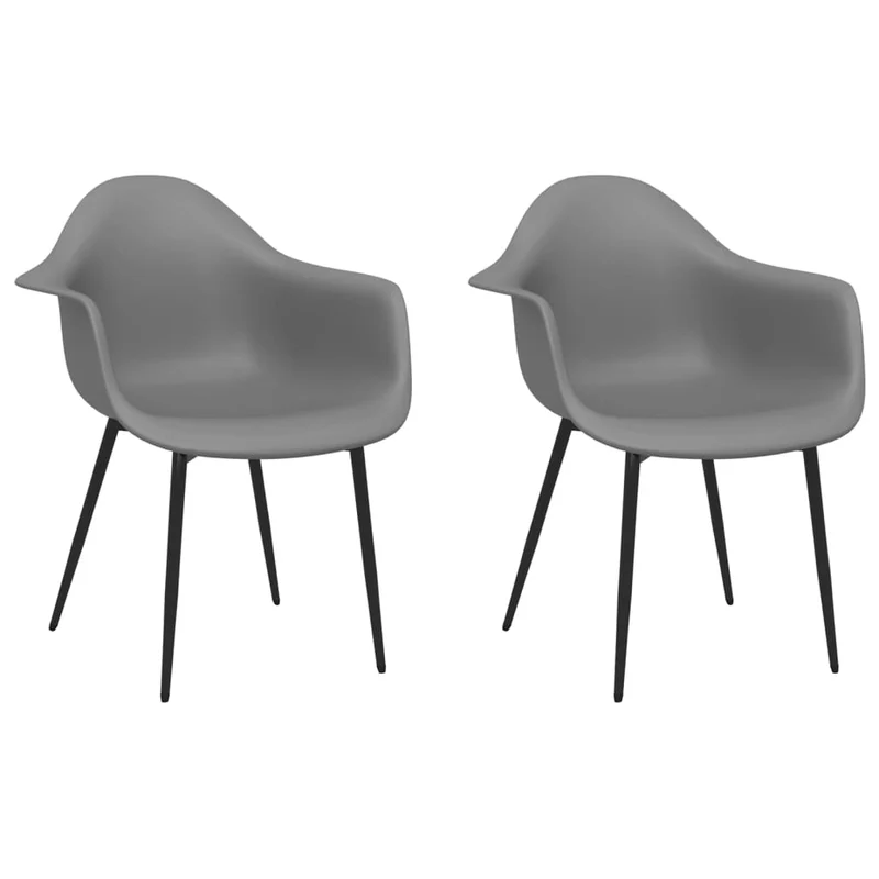 Set de 2 chaises de salle à manger en PP gris dossier incurvé et métal DEC025532