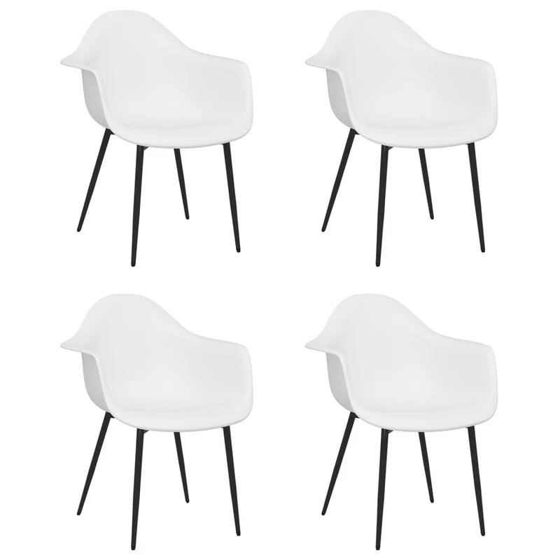Set de 4 chaises de salle à manger en PP blanc dossier incurvé et métal DEC025604