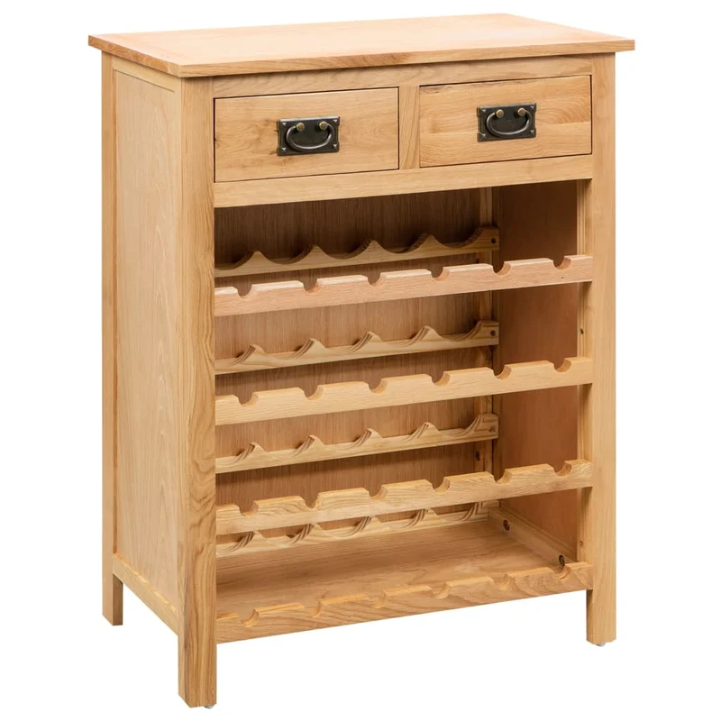 Casier range bouteilles étagère de rangement jusqu'à 24 bouteilles de vin 72 x 32 x 90 cm bois de chêne massif brun DEC024272