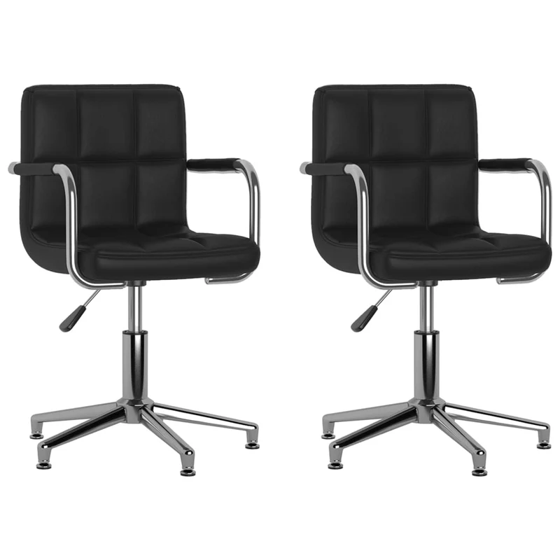 Set de 2 tabourts de bar chaise de comptoir siège pivotant hauteur réglable noir PVC noir DEC025719