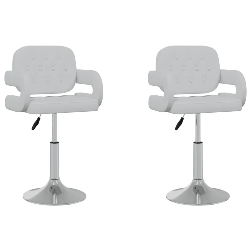 Lot de 2 tabourets de bar chaises de comptoir siège pivotant hauteur réglable en PVC blanc DEC025196