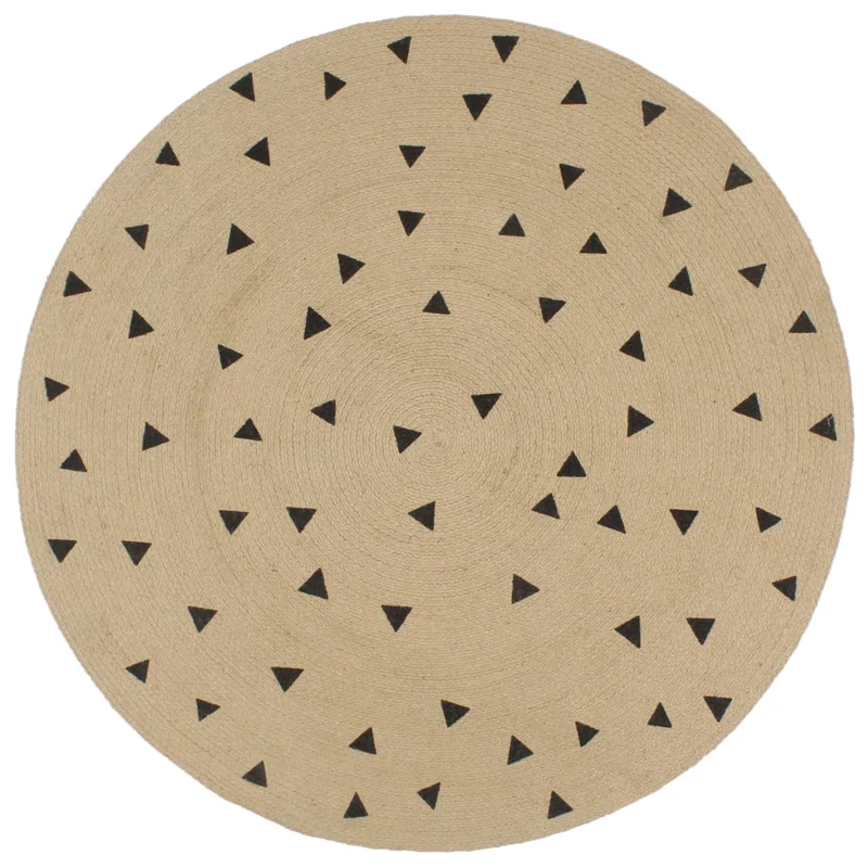 Tapis fait à la main Jute avec imprimé à triangles 120 cm DEC023485