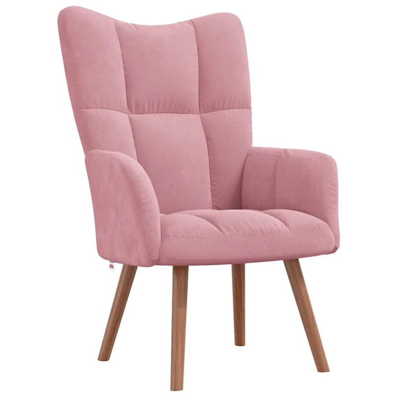 Fauteuil lounge chaise de canapé design moderne en velours rose DEC026753