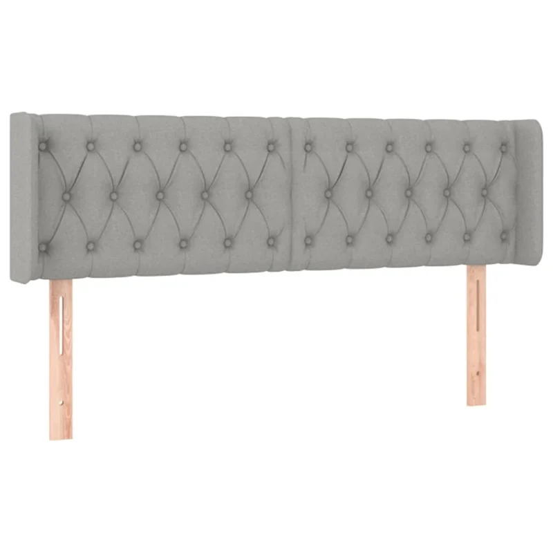 Tête de lit accessoire couchage chambre à coucher meuble à LED 163 x 16 x 78/88 cm tissu gris clair TDL0201354