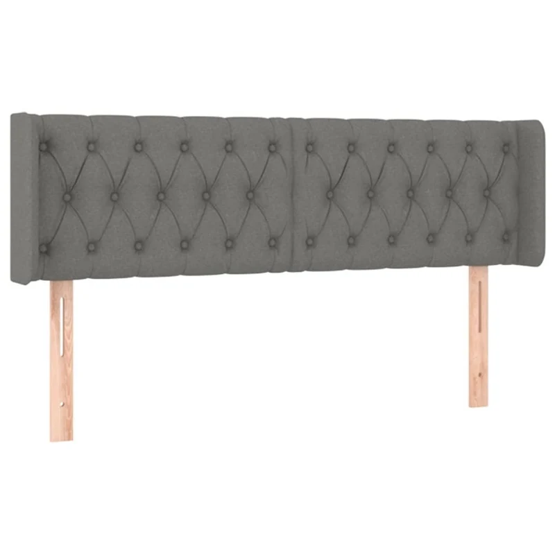Tête de lit accessoire couchage chambre à coucher meuble à LED 163 x 16 x 78/88 cm tissu gris foncé TDL0201109