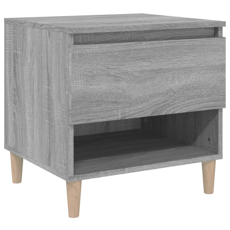 Table de chevet avec tiroir et compartiment avec porte 50 x 46 x 50 cm bois d'ingénierie gris DEC034682