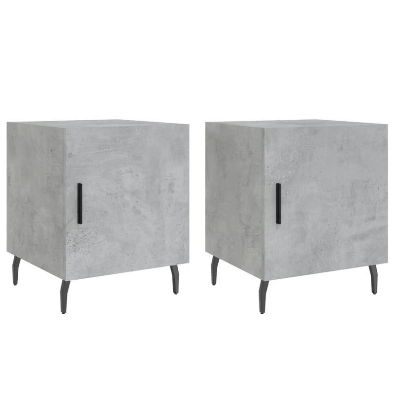 Lot de 2 tables de chevet avec compartiment avec porte 40 x 40 x 50 cm bois d’ingénierie gris DEC035392