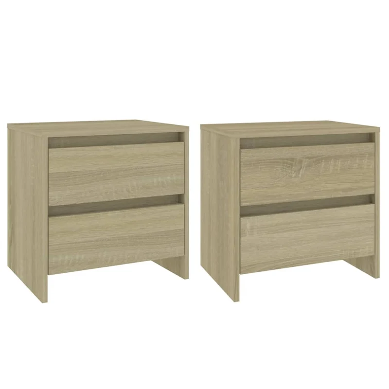 Lot de 2 tables de chevet avec deux tiroirs 45 x 34,5 x 44,5 cm en bois d'ingénierie couleur chêne DEC035297