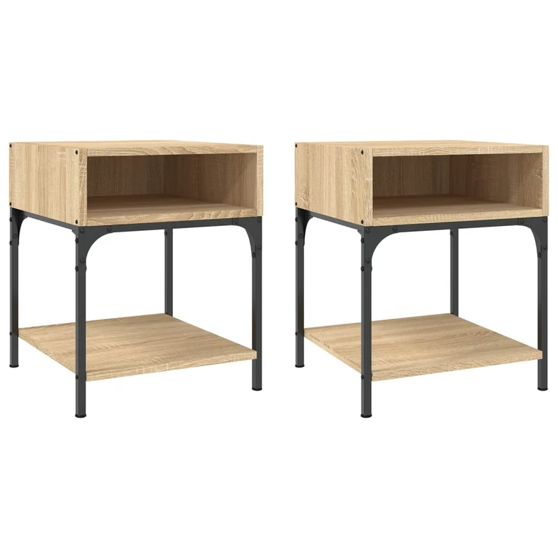 Lot de 2 tables de chevet avec compartiment ouvert 40 x 41 x 50 cm bois ingénierie couleur chêne DEC035281