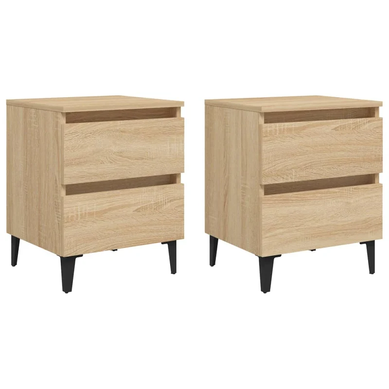 Lot de 2 tables de chevet avec deux tiroirs 40 x 35 x 50 cm bois ingénierie couleur chêne DEC035251