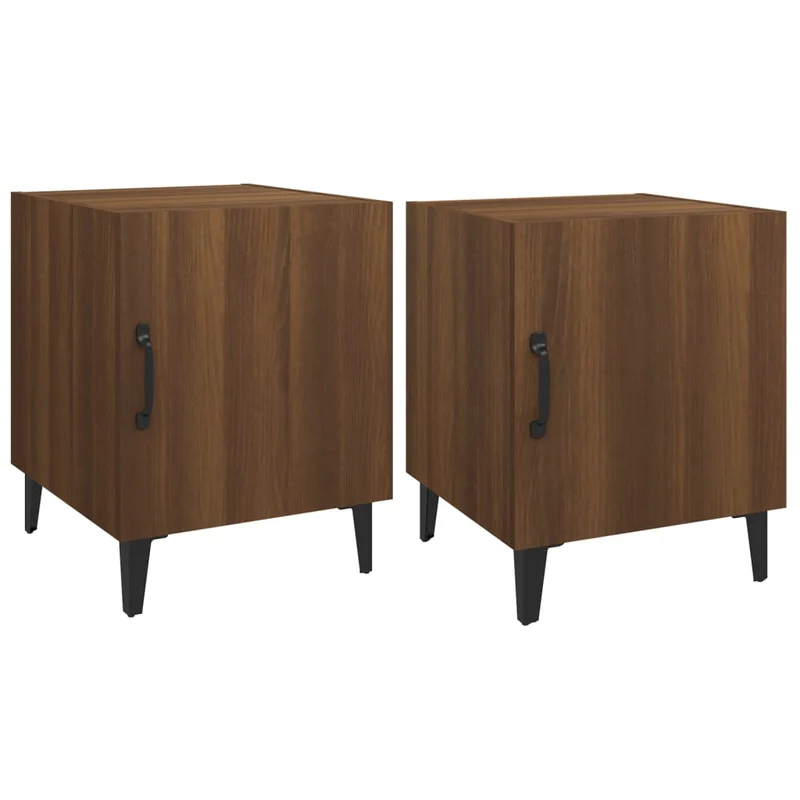 Lot de 2 tables de chevet avec compartiment avec porte 40 x 40 x 50 cm bois d'ingénierie marron DEC035212