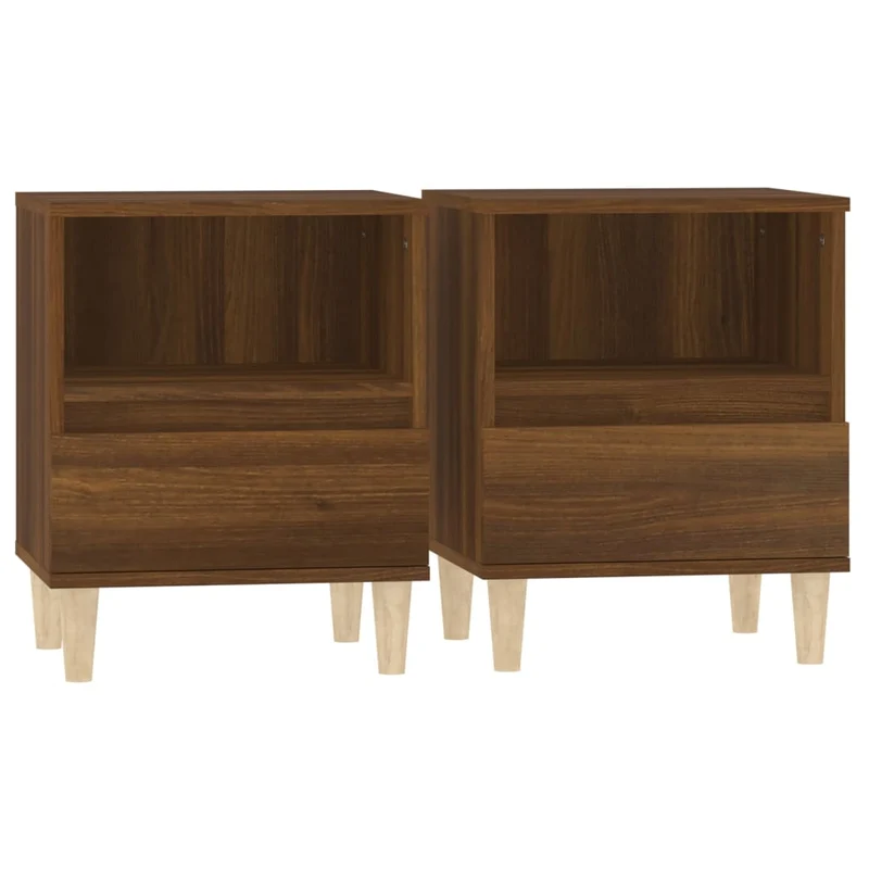 Lot de 2 tables de chevet avec tiroir et compartiment ouvert 40 x 35 x 50 cm bois d'ingénierie marron DEC035181