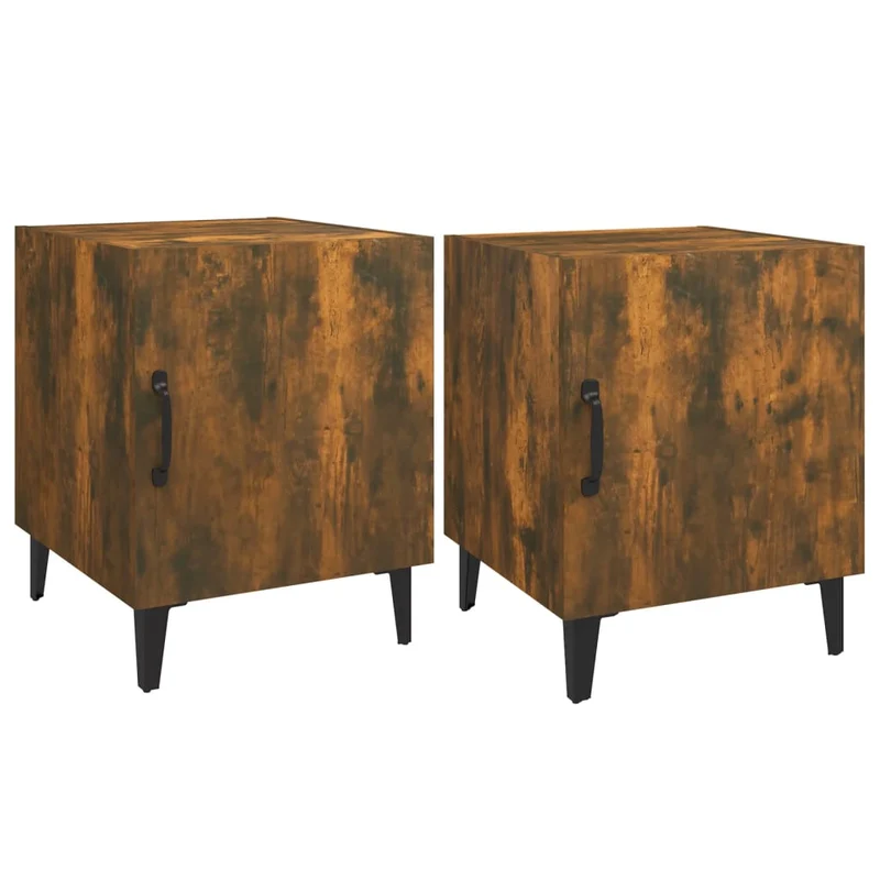 Lot de 2 tables de chevet avec compartiment avec porte 40 x 40 x 50 cm en bois d'ingénierie brun DEC035150