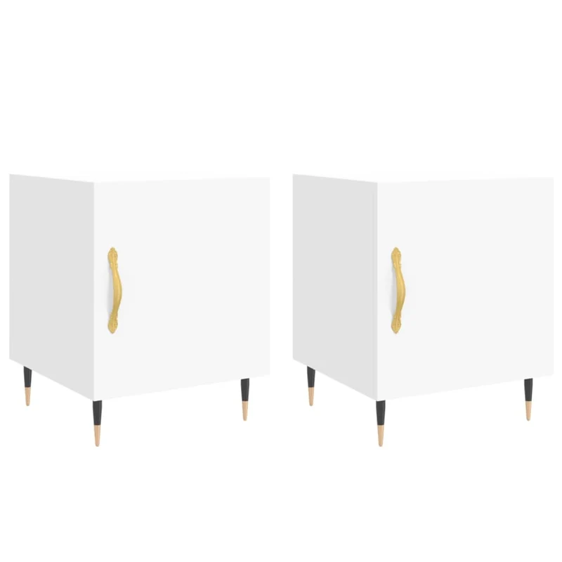Lot de 2 tables de chevet avec compartiment avec porte 40 x 40 x 50 cm bois d’ingénierie blanc DEC034958