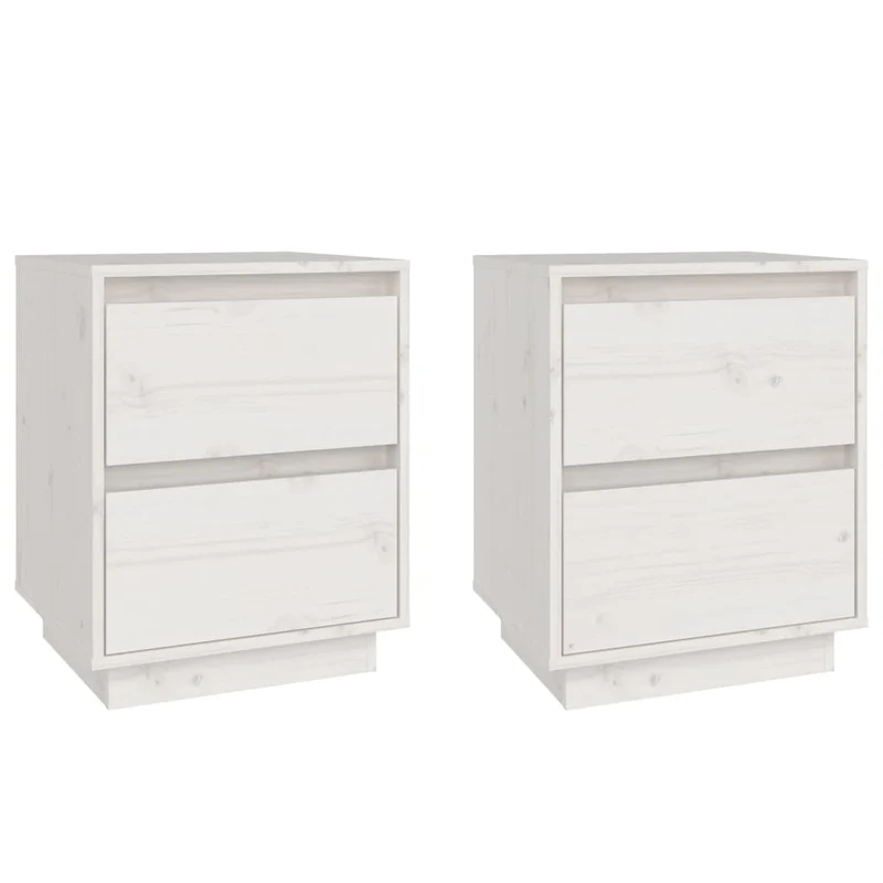 Lot de 2 tables de chevet avec deux tiroirs 40 x 35 x 50 cm bois de pin blanc DEC034930