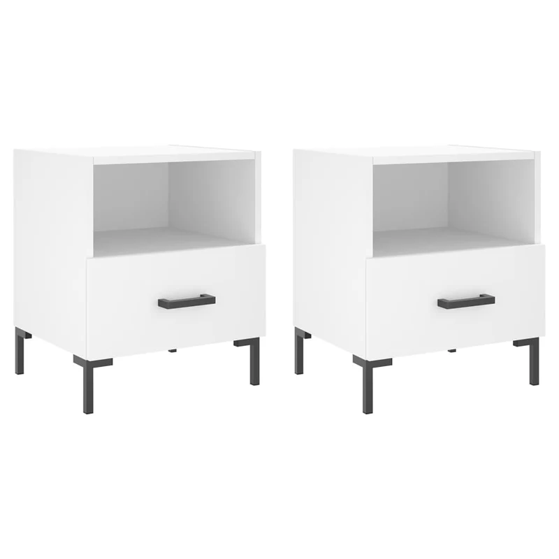 Lot de 2 tables de chevet avec tiroir et compartiment ouvert 40 x 35 x 47,5 cm bois d’ingénierie blanc DEC034921