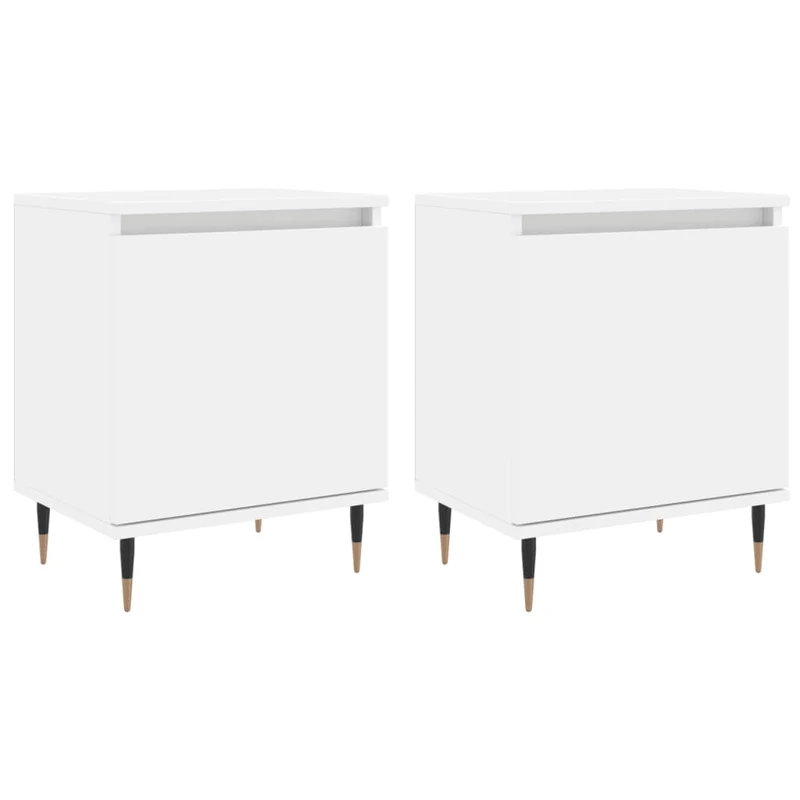 Lot de 2 tables de chevet avec compartiment avec porte 40 x 30 x 50 cm bois d'ingénierie blanc DEC034898