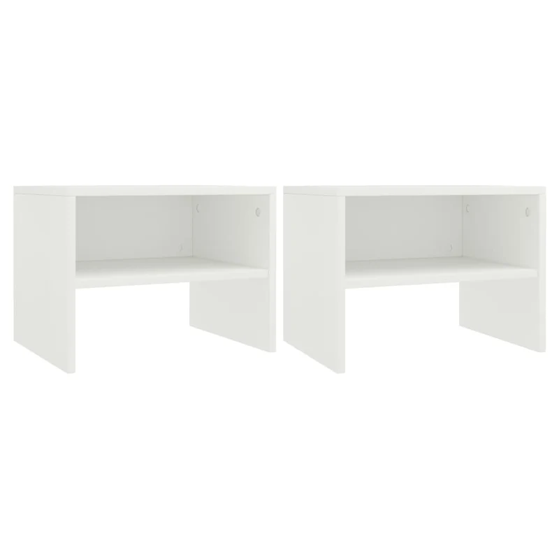 Lot de 2 tables de chevet avec étagère 40 x 30 x 30 cm bois d'ingénierie blanc DEC034886