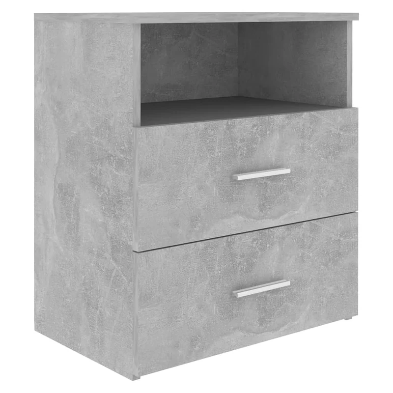 Table de chevet avec tiroirs et compartiment ouvert 50 x 32 x 60 cm bois d'ingénierie gris DEC034049