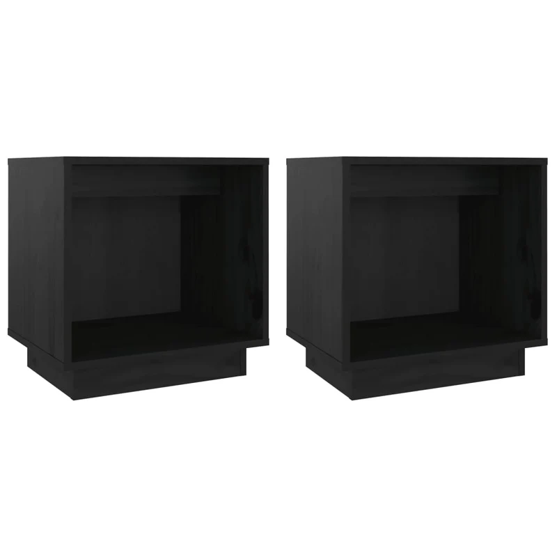 Lot de 2 tables de chevet avec compartiment ouvert 40 x 30 x 40 cm bois de pin noir DEC035505