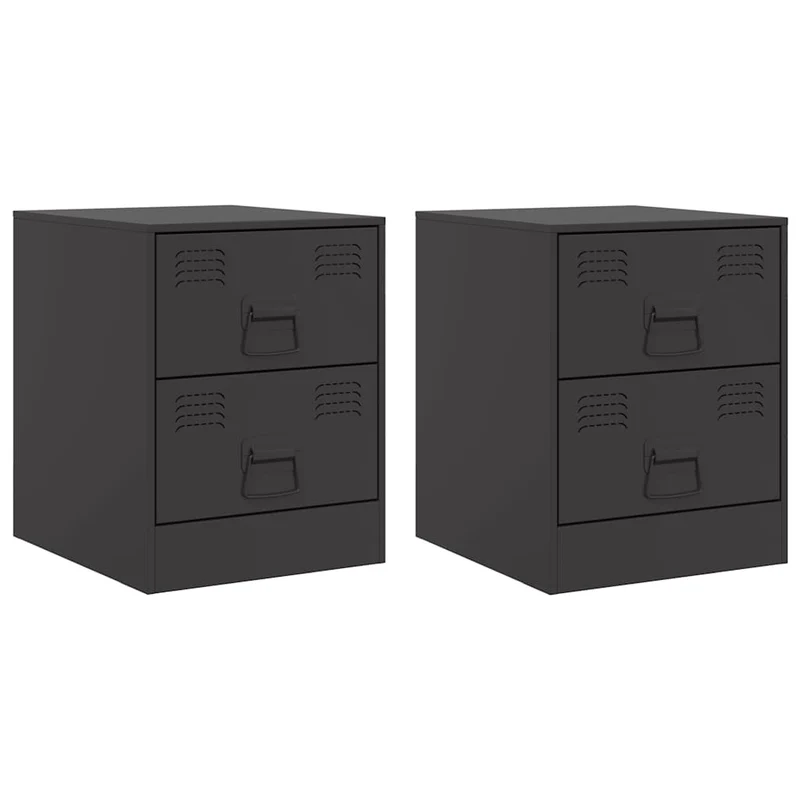 Lot de 2 tables de chevet avec tiroirs 34,5 x 39 x 44 cm acier noir DEC035461