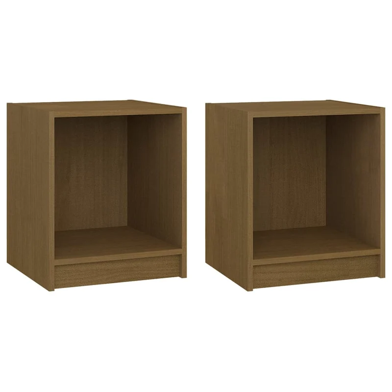 Lot de 2 tables de chevet avec compartiment ouvert 35,5 x 33,5 x 41,5 cm bois de pin marron miel DEC035445