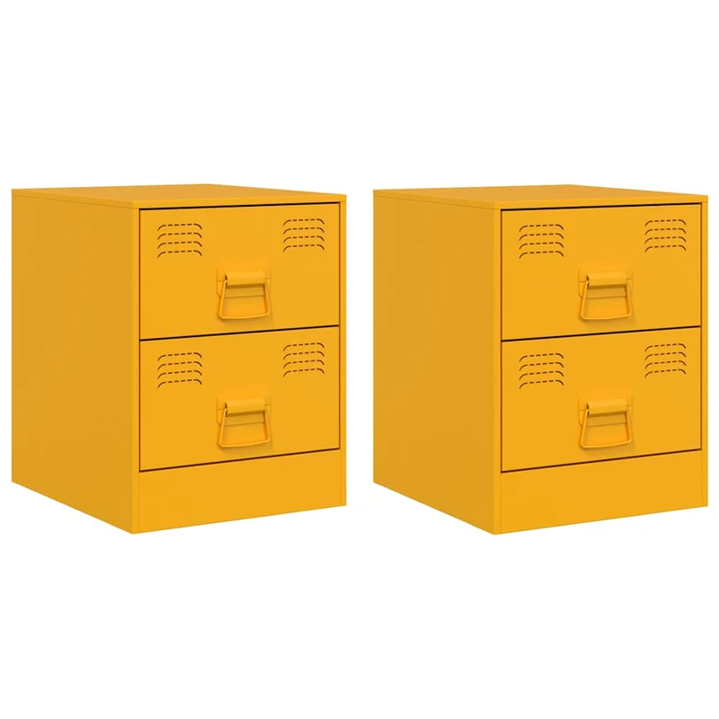 Lot de 2 tables de chevet avec deux tiroirs 34,5 x 39 x 44 cm acier jaune DEC035417