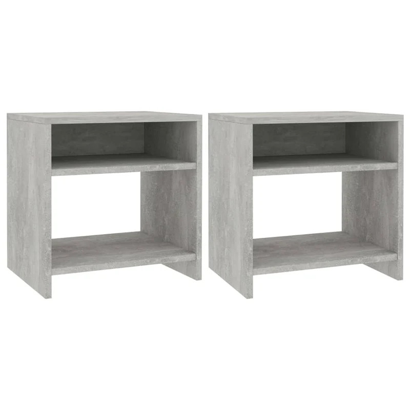Lot de 2 tables de chevet avec étagère 40 x 30 x 40 cm bois d'ingénierie gris DEC035350