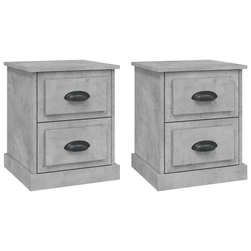 Lot de 2 tables de chevet avec tiroirs 39 x 39 x 47,5 cm bois ingénierie gris DEC035344