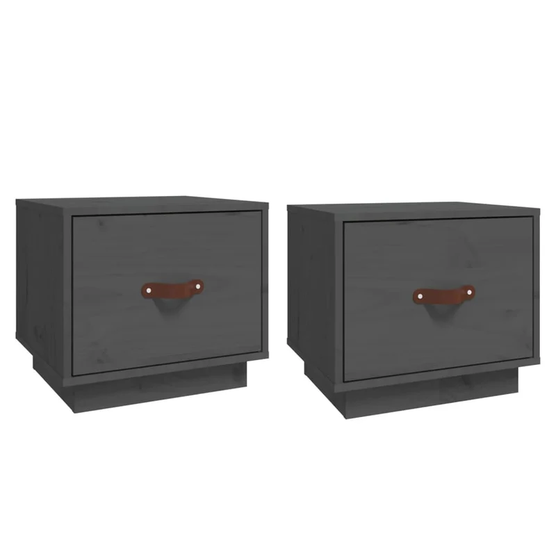 Lot de 2 tables de chevet avec tiroir 40 x 34 x 35 cm bois de pin gris DEC035321