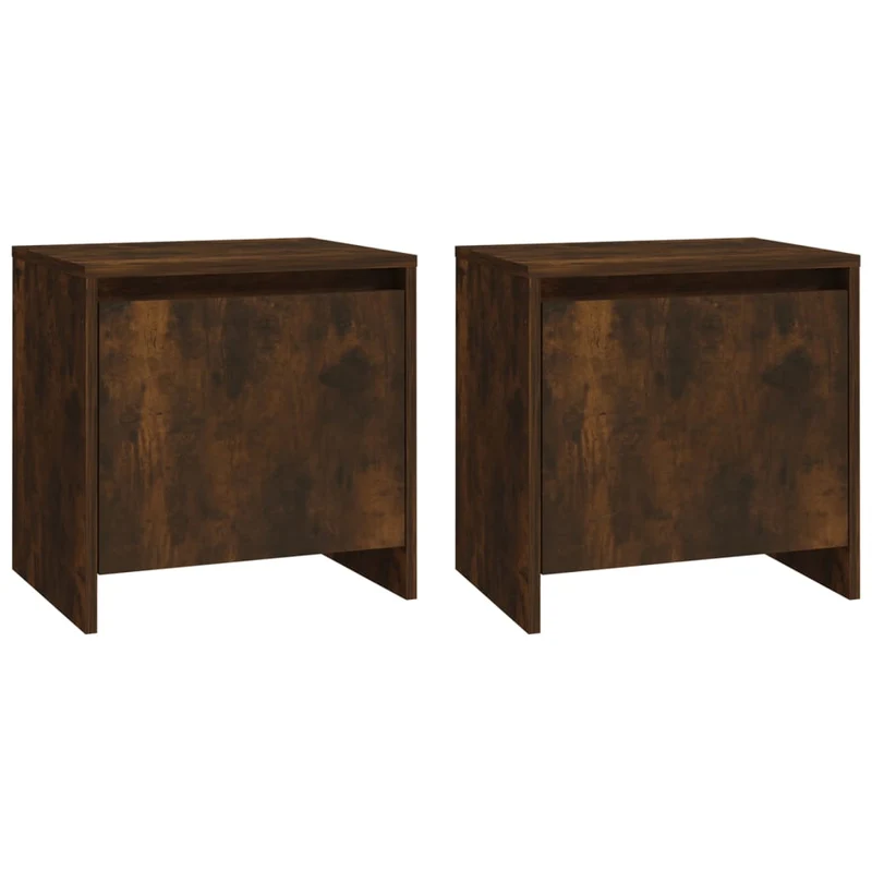 Lot de 2 tables de chevet avec compartiment avec porte 45 x 34 x 44,5 cm bois ingénierie marron DEC035145
