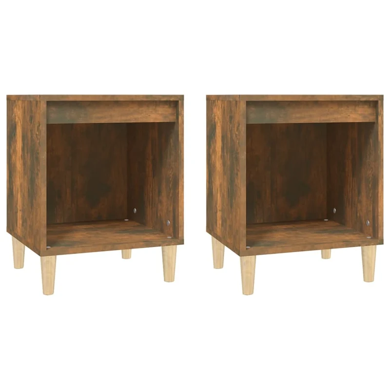 Lot de 2 tables de chevet avec compartiment ouvert 40 x 35 x 50 cm bois d'ingénierie marron DEC035091