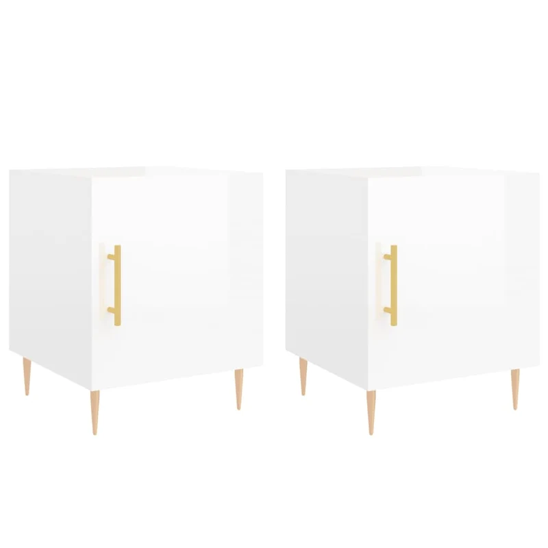 Lot de 2 tables de chevet avec compartiment avec porte 40 x 40 x 50 cm bois d'ingénierie blanc DEC035026