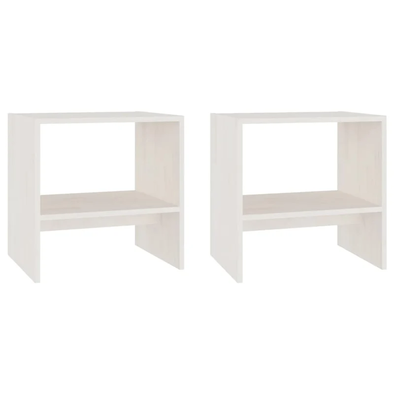 Lot de 2 tables de chevet avec étagère 40 x 30,5 x 40 cm bois de pin blanc DEC034885