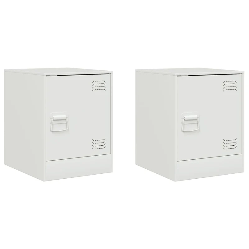 Lot de 2 tables de chevet avec compartiment avec porte 34,5 x 39 x 44 cm acier blanc DEC034853