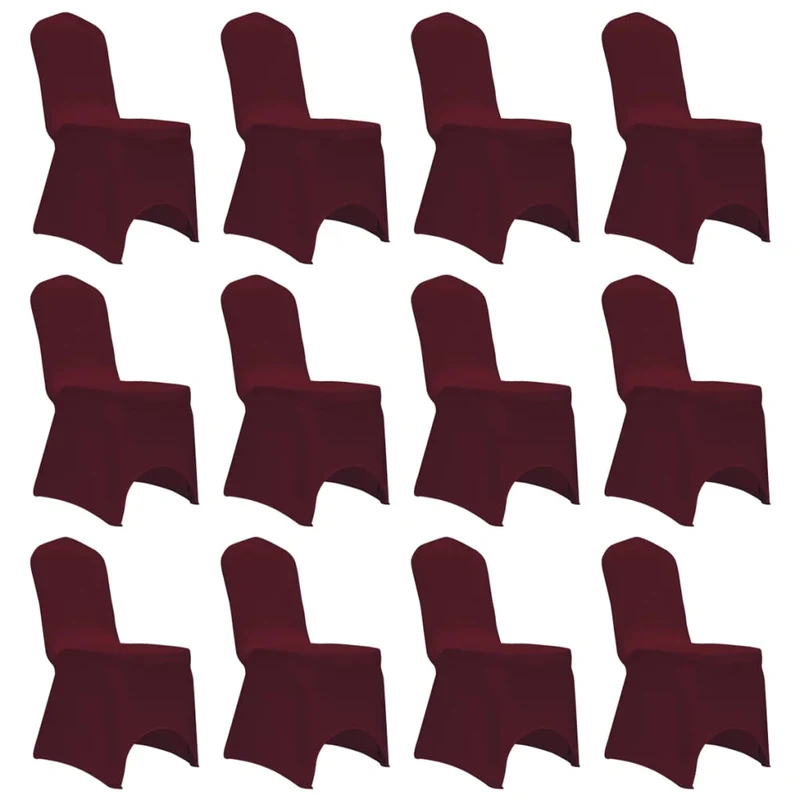 Housses élastiques de chaise Bordeaux 12 pièces DEC022526