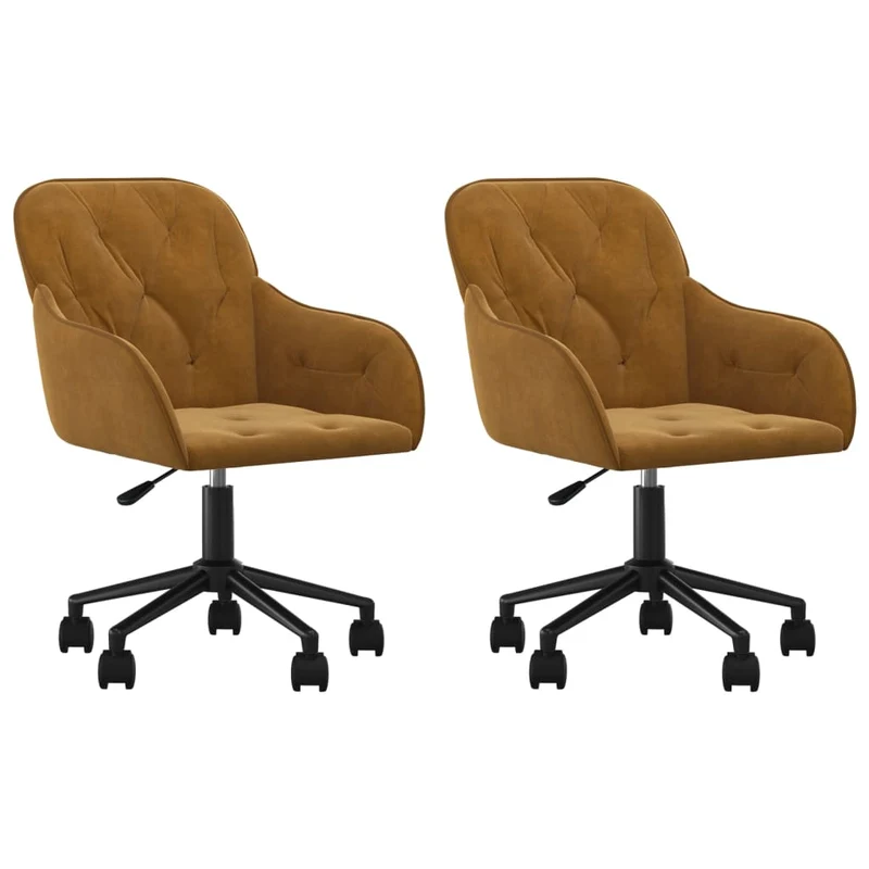 Lot de 2 chaises de salle à manger sur roulettes siège pivotant hauteur réglable en velours marron DEC025277