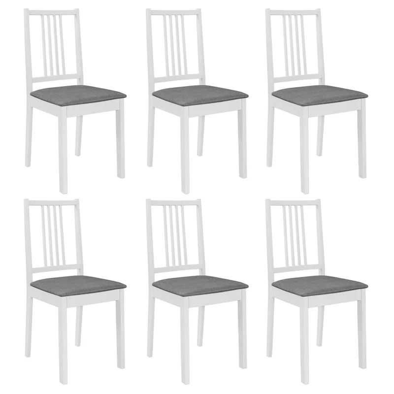 Lot de 6 chaises de salle à manger cuisineà dîner avec coussins blanc bois solide CDS022954