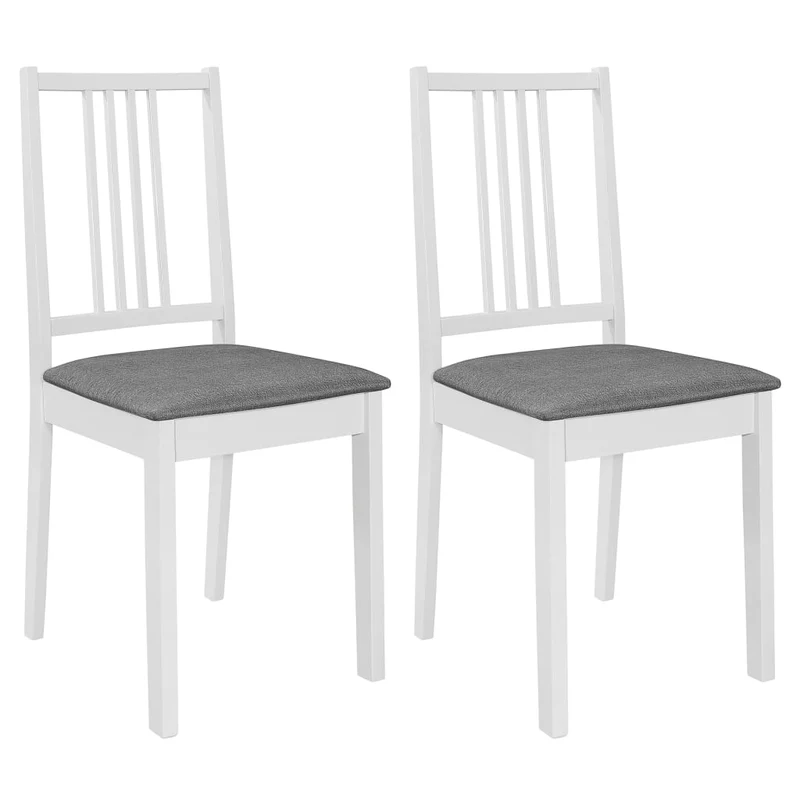 Lot de 2 chaises de salle à manger design classique avec coussins gris cadre en bois blanc DEC025464