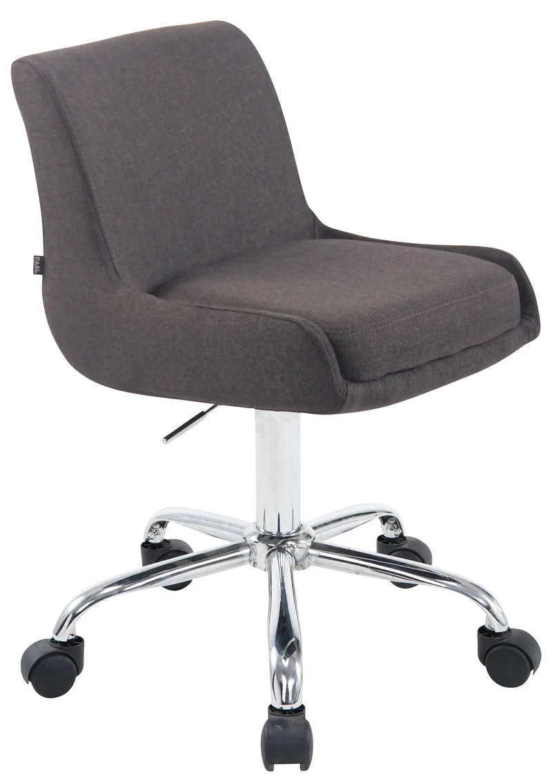 Siège de travail moderne en tissu – Dossier incurvé enveloppant en tissu gris foncé assise ergonomique et piètement à roulettes 10_0007054