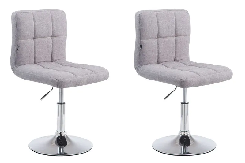 Lot de 2 chaises de salle à manger style moderne et design en tissu gris hauteur réglable pivotant pieds en métal 10_0000893