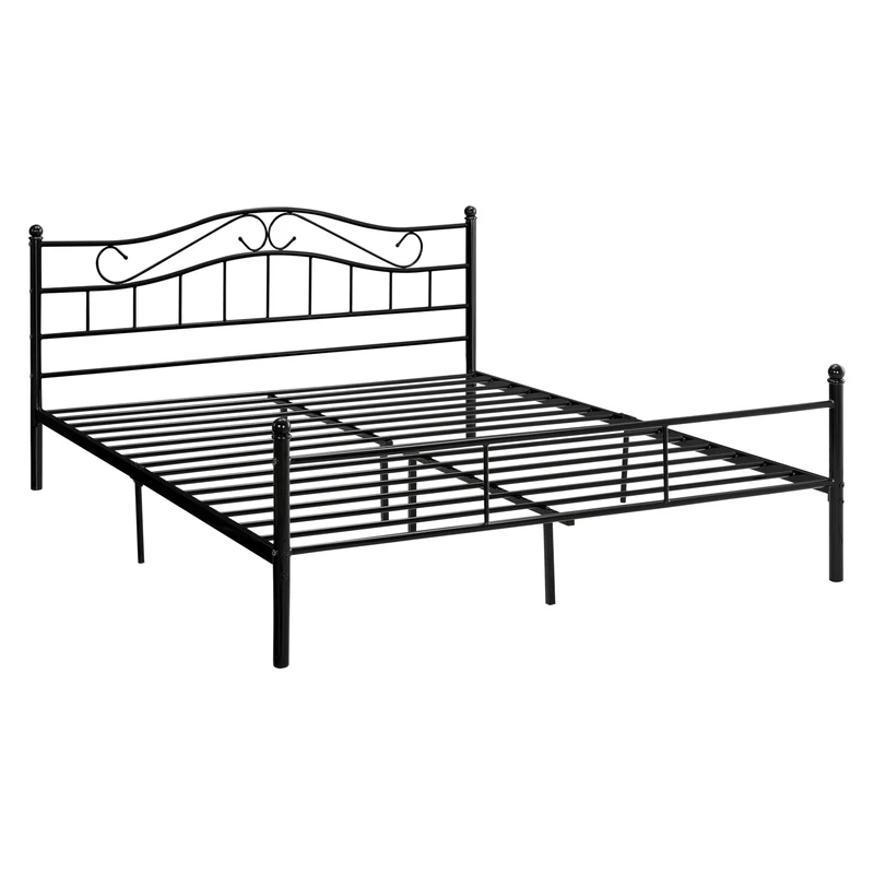 Lit double cadre en métal acier revêtu noir avec sommier en métal 140 x 200 cm 03_0002670