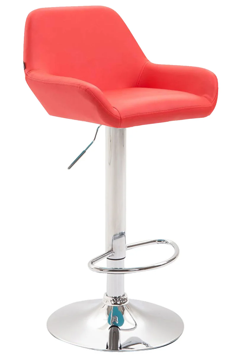Tabouret de bar moderne et confortable en synthétique rouge pieds trompette en métal chromé TDB10312