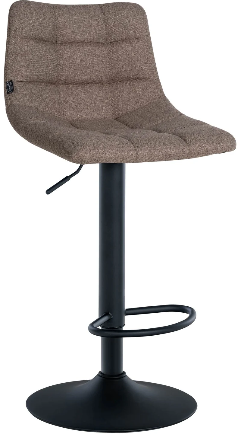 Tabouret de bar x1 moderne en tissu taupe motif matelassé piètement trompette métal noir 10_0005645