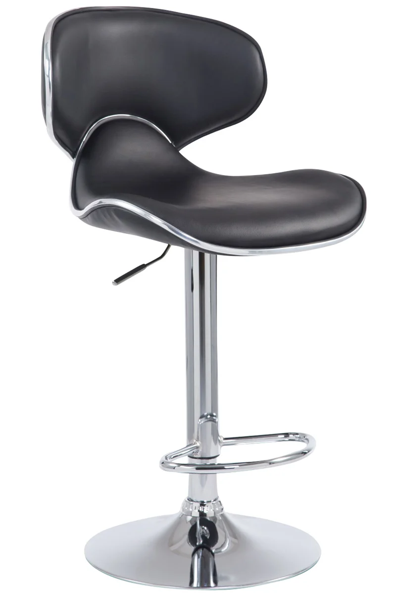 Tabouret de bar chaise de bar hauteur réglable avec repose pieds en synthétique noir et métal 10_0000077